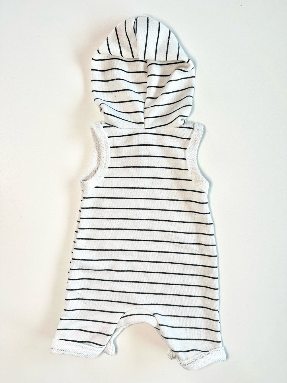 Striped Short-Sleeve Hoodie Baby Rompers Tan Pocket - Black & White -3 Pack - Picture 3 of 11